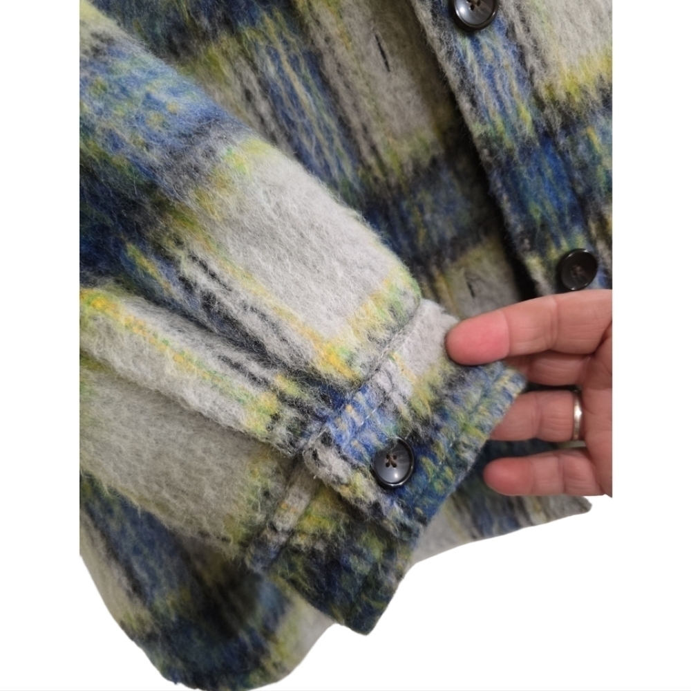 Rails Turner Long Sleeve Shacket Coat Medium Cobalt Lime Wool Cotton Blend - Picture 8 of 12